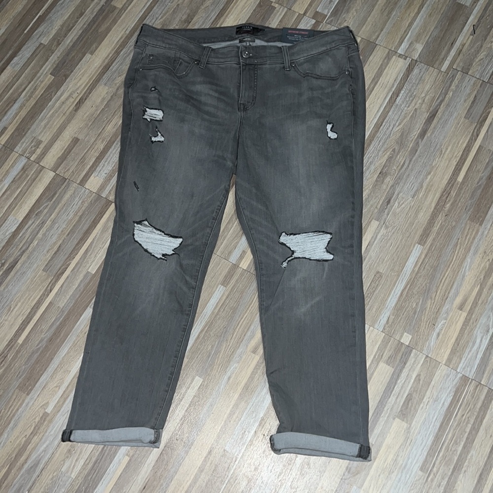 TORRID gray boyfriend straight super soft midrise jeans - Picture 5 of 7